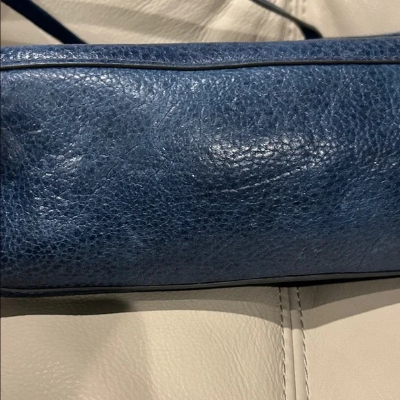 B May Luxury Designer Blue Leather Tote Bag with Suede lining EUC Comp $550 - Picture 4 of 6